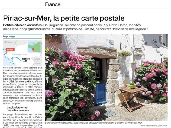 Article les visites guidées de La Baule - Ouest France 27/07/2020 